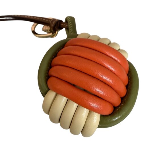 Miu Miu Bag Charm 5TL534 Knot Detail Leather Keychain Trick, orange, green white - Picture 7 of 11
